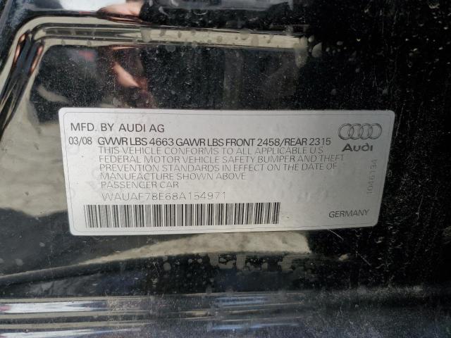 WAUAF78E68A154971 - 2008 AUDI A4 2.0T BLACK photo 13