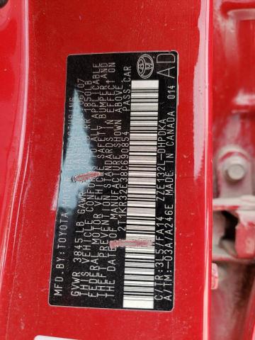 2T1KR32E38C690854 - 2008 TOYOTA COROLLA MA XR RED photo 13