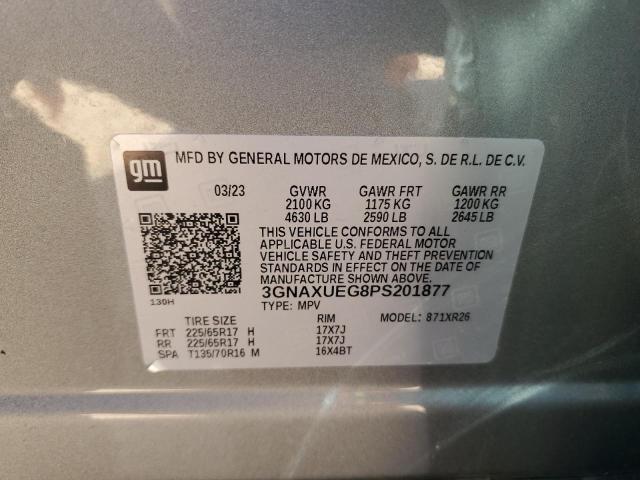 3GNAXUEG8PS201877 - 2023 CHEVROLET EQUINOX LT SILVER photo 13