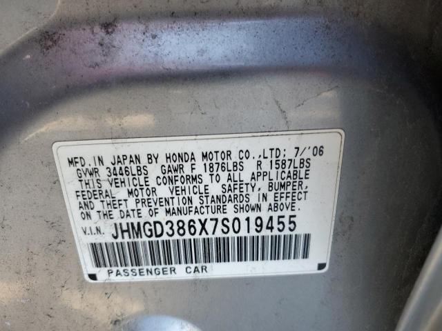 JHMGD386X7S019455 - 2007 HONDA FIT S 灰色 照片 12