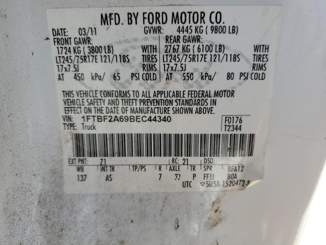 1FTBF2A69BEC44340 - 2011 FORD F250 SUPER DUTY WHITE photo 12