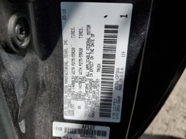 5TFUY5F1XJX736797 - 2018 TOYOTA TUNDRA DOUBLE CAB SR/SR5 GRAY photo 12