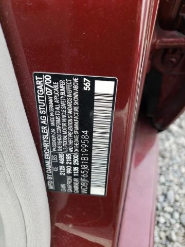 WDBJF65J81B199584 - 2001 MERCEDES-BENZ E 320 MAROON photo 12