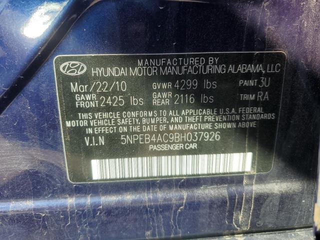 5NPEB4AC9BH037926 - 2011 HYUNDAI SONATA GLS BLUE photo 12