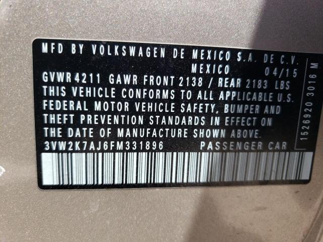 3VW2K7AJ6FM331896 - 2015 VOLKSWAGEN JETTA BASE Qızıl foto 13