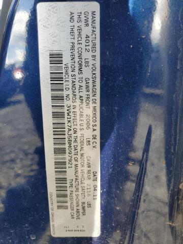 3VW1K7AJ5BM097921 - 2011 VOLKSWAGEN JETTA BASE Mavi foto 12