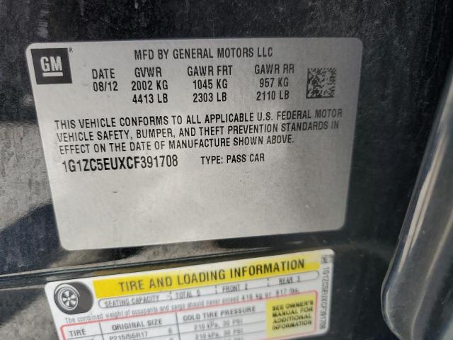 1G1ZC5EUXCF391708 - 2012 CHEVROLET MALIBU 1LT 黑色 照片 12