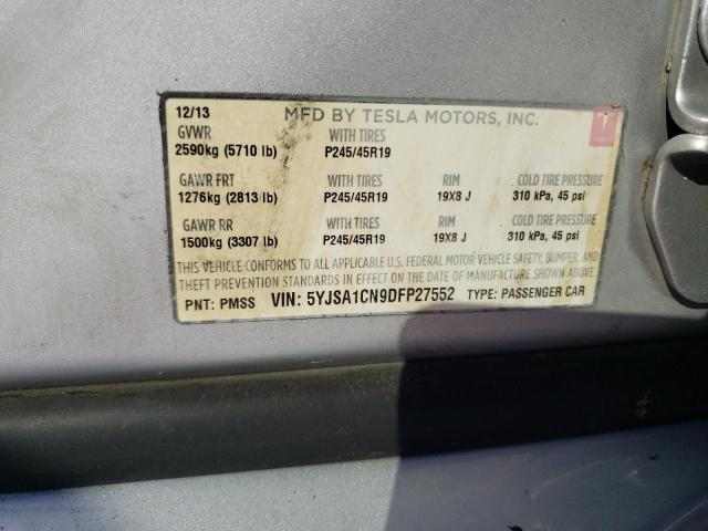 5YJSA1CN9DFP27552 - 2013 TESLA MODEL S Gümüş foto 12