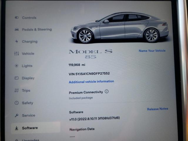 5YJSA1CN9DFP27552 - 2013 TESLA MODEL S Gümüş foto 9