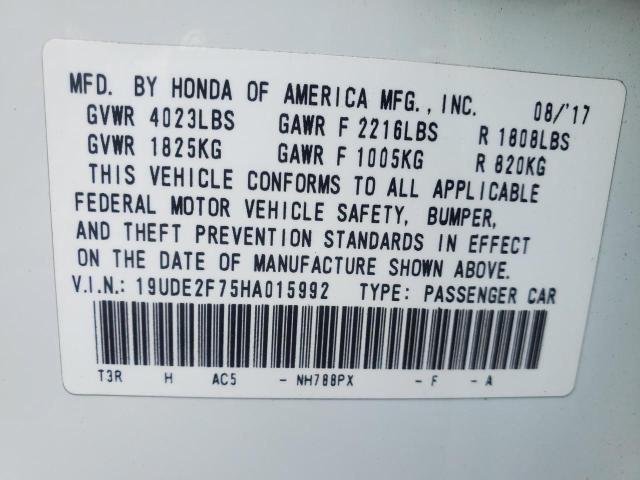 19UDE2F75HA015992 - 2017 ACURA ILX PREMIUM TECH WHITE photo 10