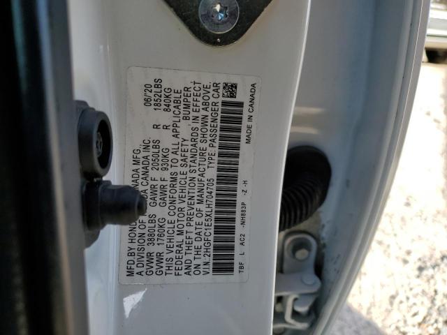 2HGFC1E5XLH704705 - 2020 HONDA CIVIC SI WHITE photo 12