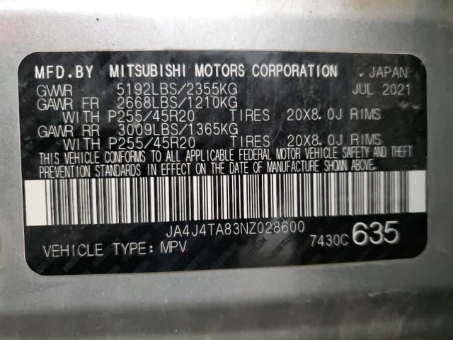 JA4J4TA83NZ028600 - 2022 MITSUBISHI OUTLANDER ES SILVER photo 14