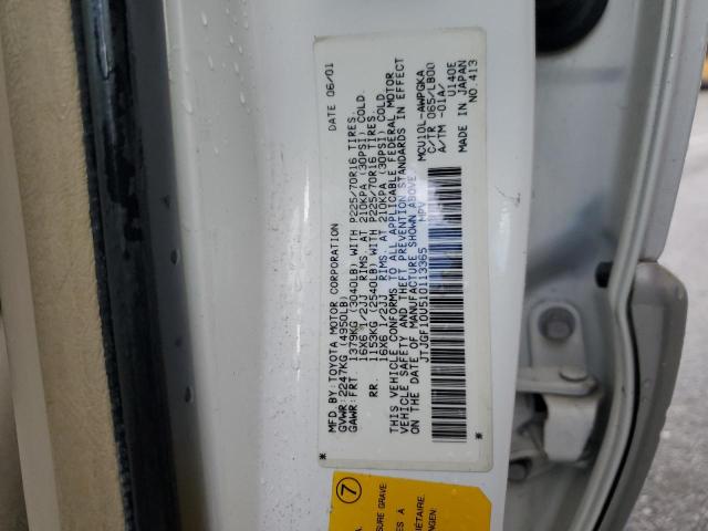 JTJGF10U510113365 - 2001 LEXUS RX 300 WHITE photo 13