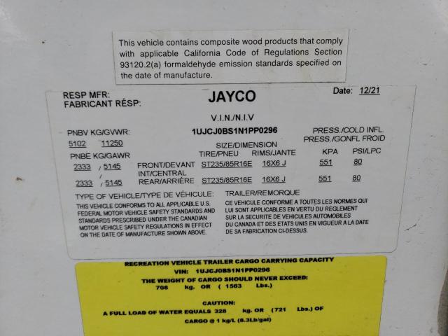 1UJCJ0BS1N1PP0296 - 2022 JAYCO JAYCO WHITE photo 10