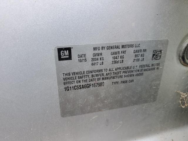 1G11C5SA6GF167980 - 2016 CHEVROLET MALIBU LIM LT 银色 照片 13