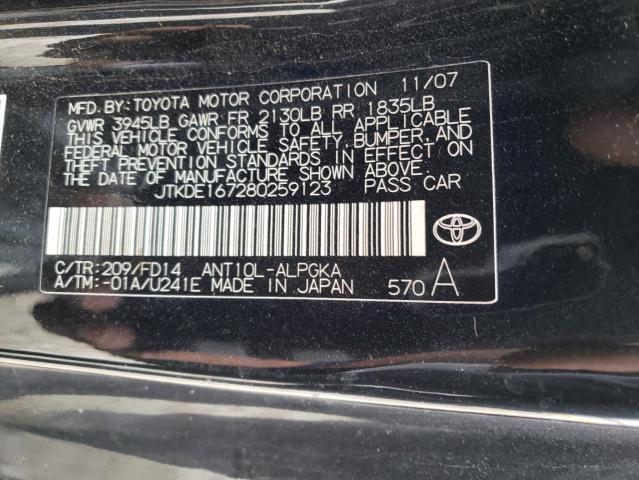 JTKDE167280259123 - 2008 SCION TC BLACK photo 12