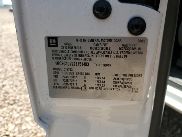 1GCEC19V27Z151493 - 2007 CHEVROLET SILVERADO C1500 CLASSIC WHITE photo 12