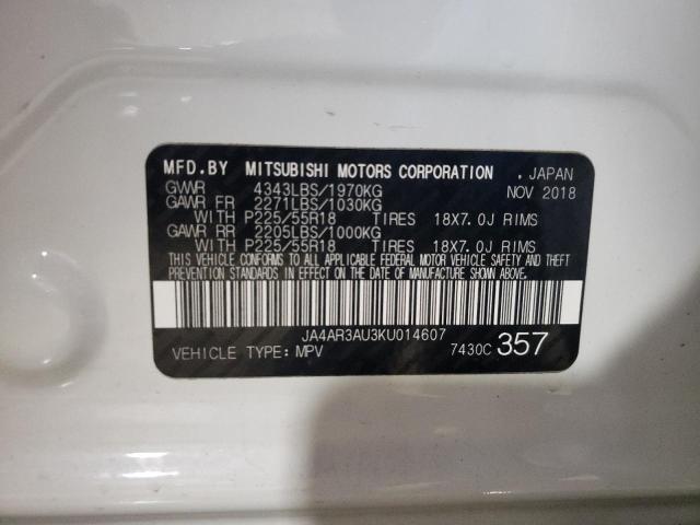 JA4AR3AU3KU014607 - 2019 MITSUBISHI OUTLANDER ES WHITE photo 13