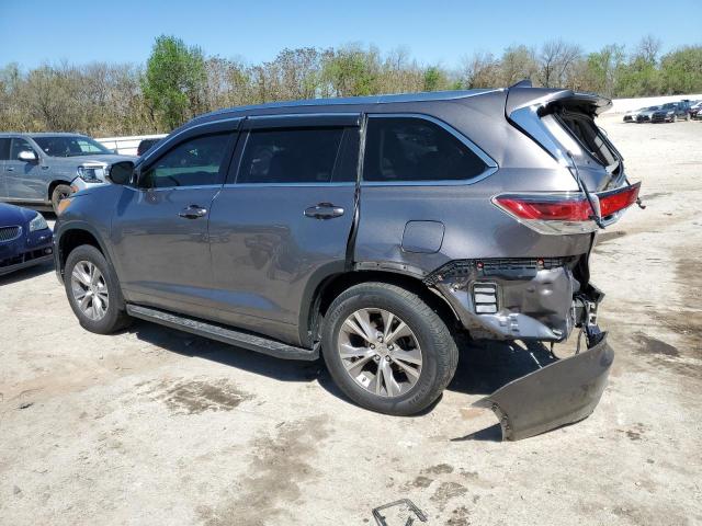 5TDKKRFH2FS104774 - 2015 TOYOTA HIGHLANDER XLE GRAY photo 2