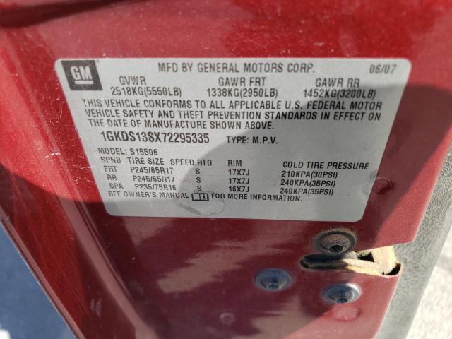 1GKDS13SX72295335 - 2007 GMC ENVOY RED photo 13