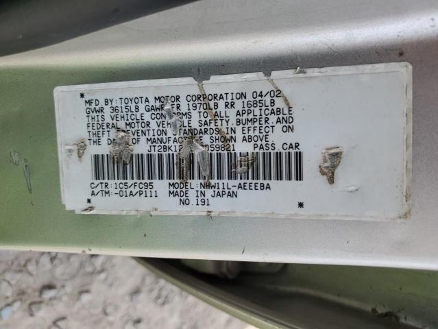 JT2BK12U820059821 - 2002 TOYOTA PRIUS SILVER photo 13