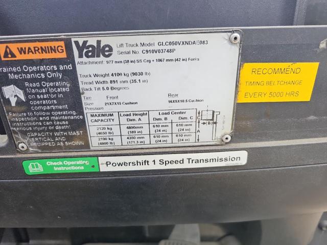 C910V03748P - 2015 YALE FORKLIFT YELLOW photo 10