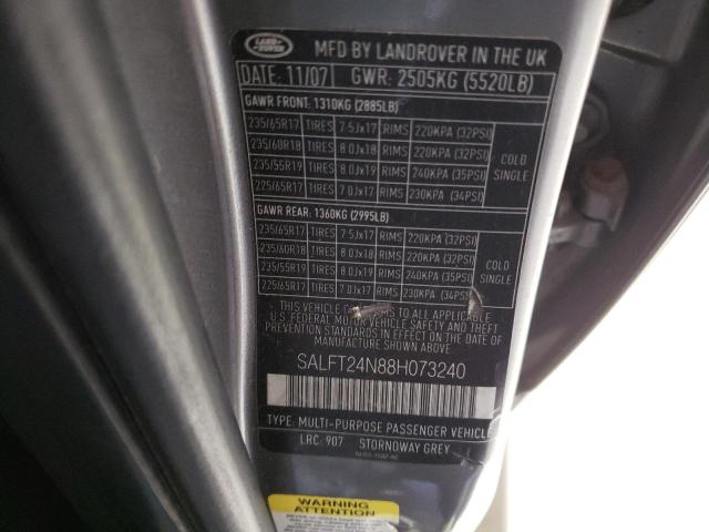 SALFT24N88H073240 - 2008 LAND ROVER LR2 HSE TECHNOLOGY GRAY photo 13