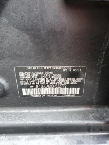 JF1GE6A69BH522772 - 2011 SUBARU IMPREZA 2.5I BLACK photo 12