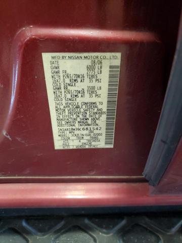 5N1AR18W36C681542 - 2006 NISSAN PATHFINDER LE წითელი ფოტო 14