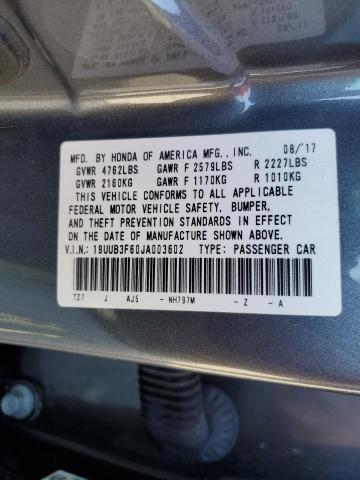 19UUB3F60JA003602 - 2018 ACURA TLX TECH+A GRAY photo 13