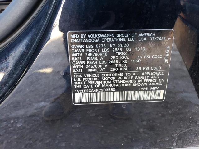 1V2LE2CA4RC203580 - 2024 VOLKSWAGEN ATLAS CROS SE Черный фото 13