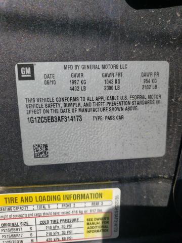 1G1ZC5EB3AF314173 - 2010 CHEVROLET MALIBU 1LT GRAY photo 12