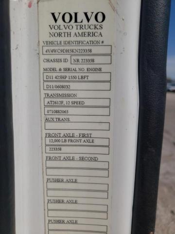 4V4WC9DH5KN223358 - 2019 VOLVO VNR WHITE photo 10