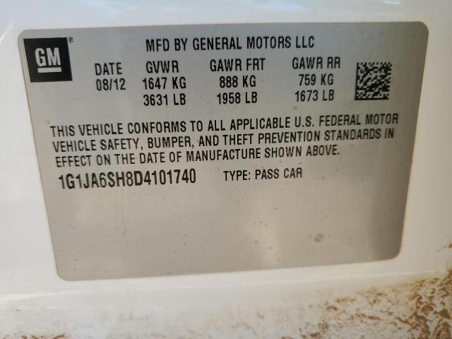 1G1JA6SH8D4101740 - 2013 CHEVROLET SONIC LS 白色 照片 12