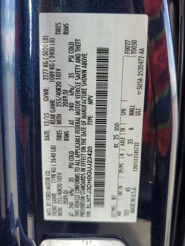 5LMTJ3DH0GUJ23420 - 2016 LINCOLN MKC RESERVE 蓝色 照片 13