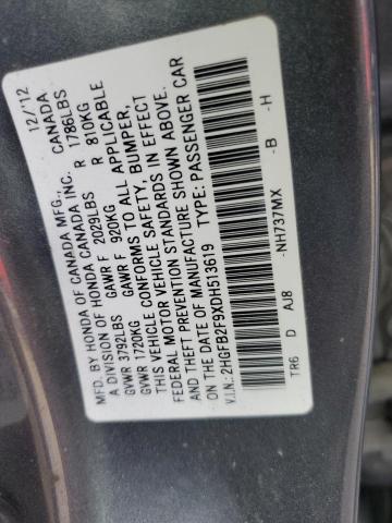 2HGFB2F9XDH513619 - 2013 HONDA CIVIC EXL CHARCOAL photo 13