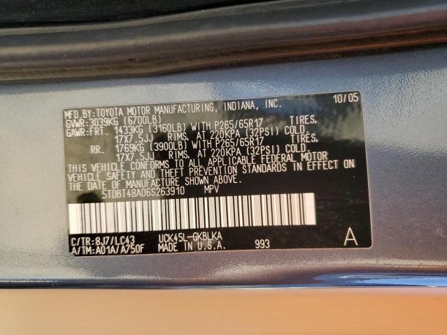 5TDBT48A06S263910 - 2006 TOYOTA SEQUOIA LIMITED BLUE photo 13