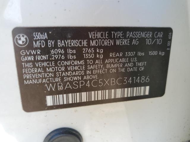 WBASP4C5XBC341486 - 2011 BMW 550 XIGT WHITE photo 12