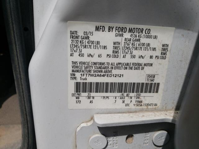 1FT7W2A64FED12121 - 2015 FORD F250 SUPER DUTY WHITE photo 12