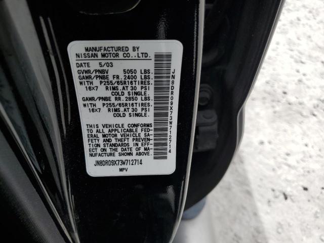 JN8DR09X73W712714 - 2003 NISSAN PATHFINDER LE 黑色 照片 12