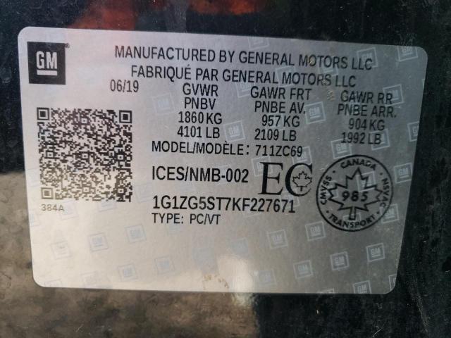 1G1ZG5ST7KF227671 - 2019 CHEVROLET MALIBU RS BLACK photo 13