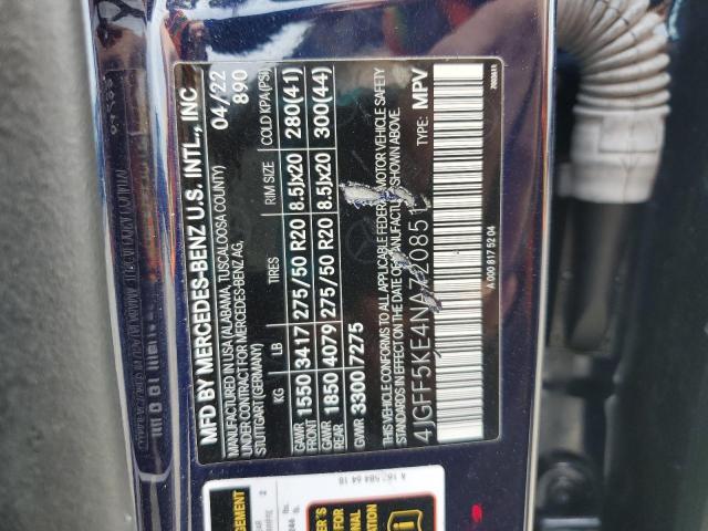 4JGFF5KE4NA720851 - 2022 MERCEDES-BENZ GLS 450 4MATIC BLUE photo 13