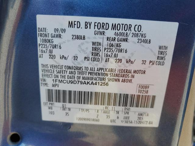 1FMCU9D79AKA41256 - 2010 FORD ESCAPE XLT BLUE photo 12