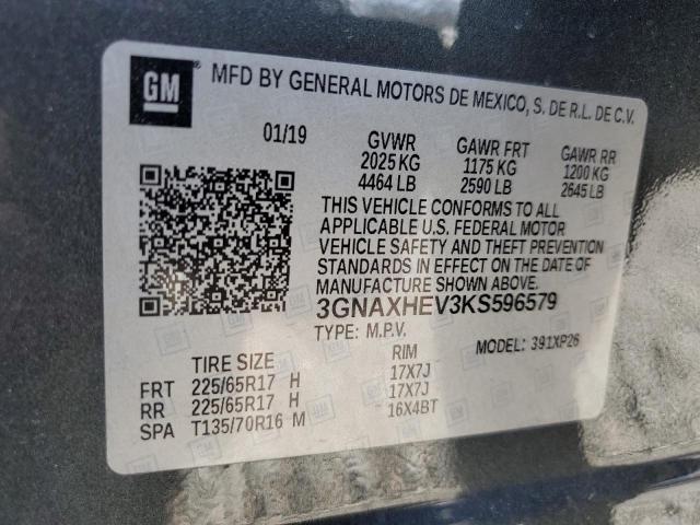 3GNAXHEV3KS596579 - 2019 CHEVROLET EQUINOX LS CHARCOAL photo 13