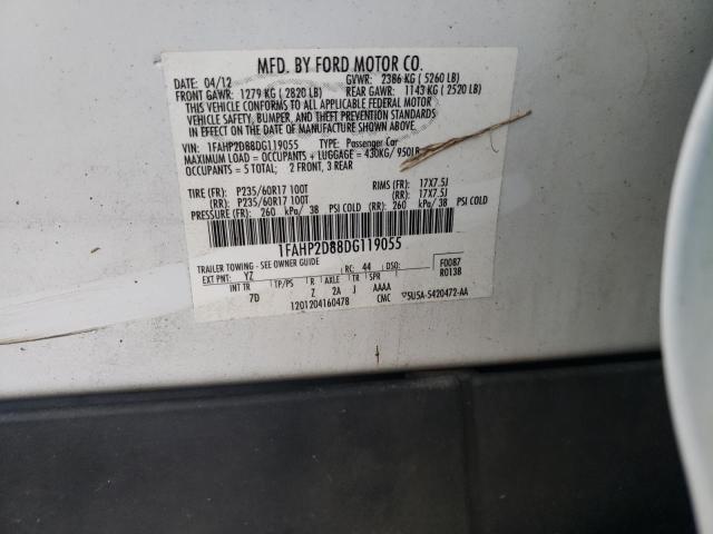 1FAHP2D88DG119055 - 2013 FORD TAURUS SE WHITE photo 12