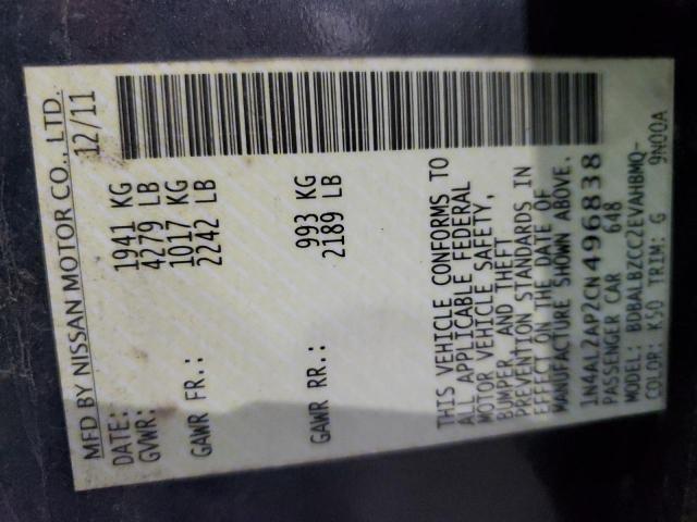 1N4AL2AP2CN496838 - 2012 NISSAN ALTIMA BASE Boz foto 12