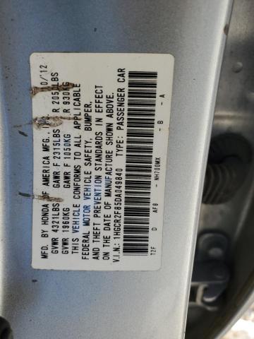 1HGCR2F85DA049840 - 2013 HONDA ACCORD EXL SILVER photo 13