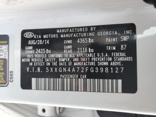 5XXGN4A72FG398127 - 2015 KIA OPTIMA EX WHITE photo 13