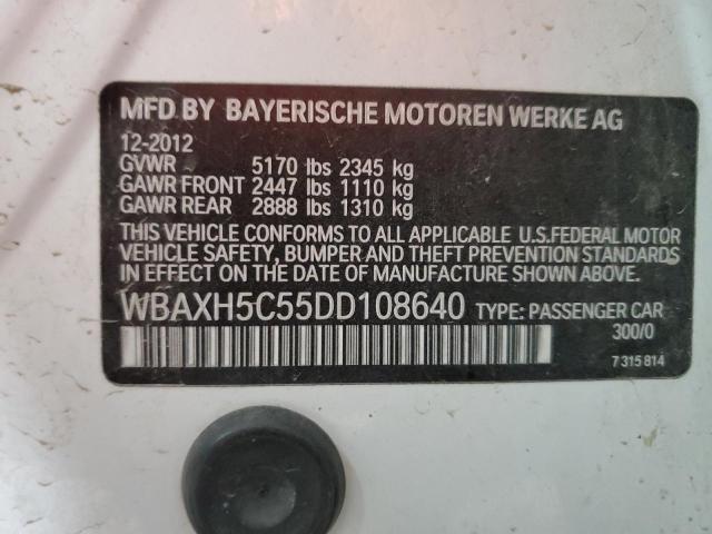 WBAXH5C55DD108640 - 2013 BMW 528 XI WHITE photo 12