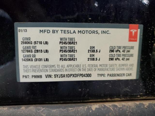 5YJSA1DPXDFP04300 - 2013 TESLA MODEL S Կապույտ լուսանկար 12